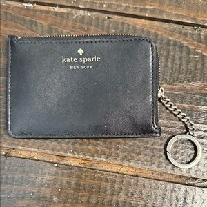 Kate Spade Black Leather Zippered Card Case
